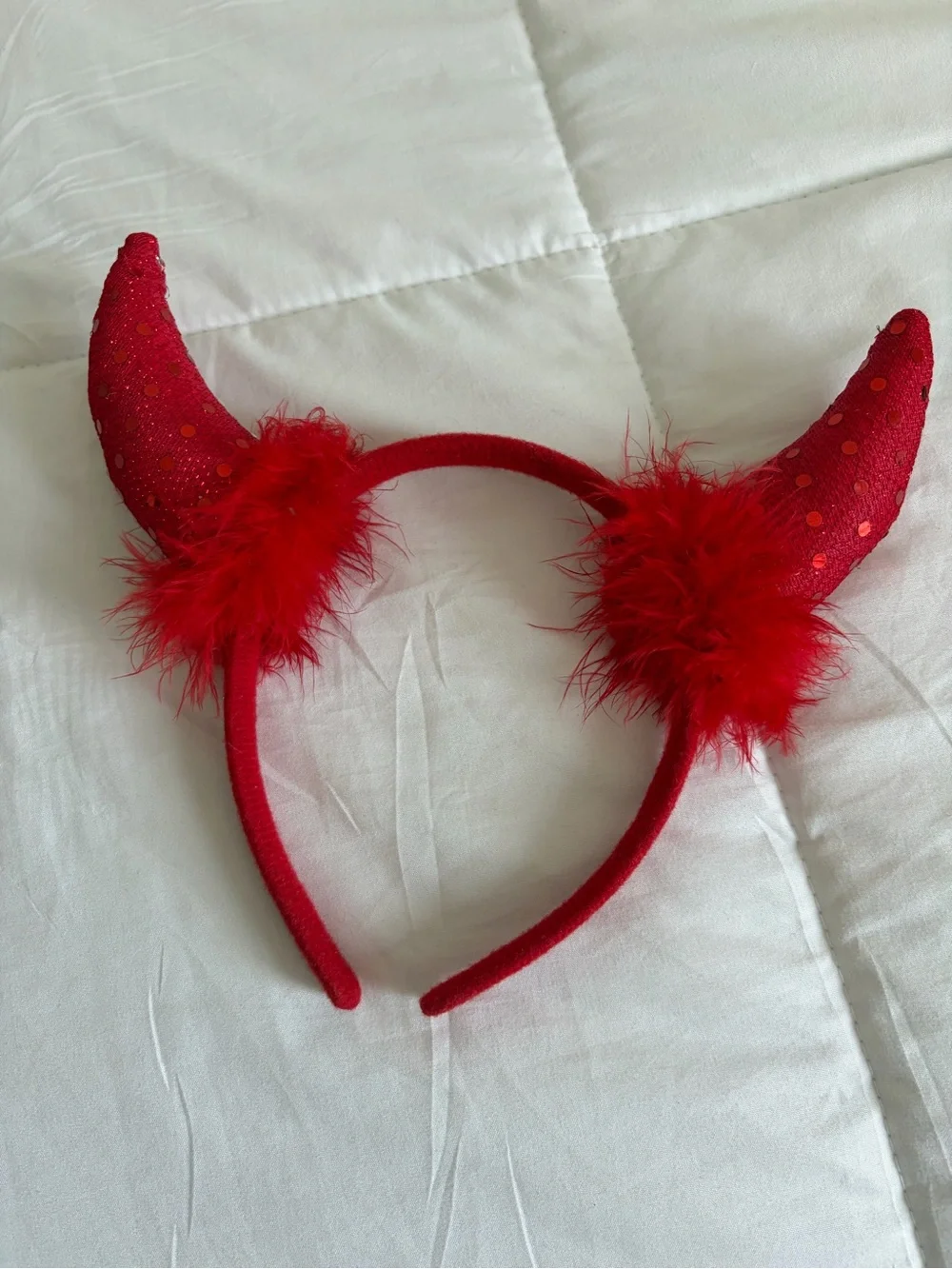 Kids Red Sparkle Devil Horn Headband